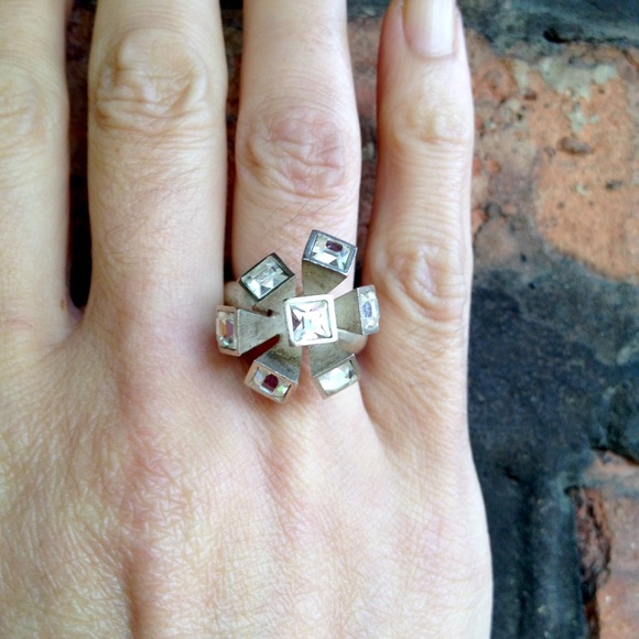 Sterling Atomic Flower Bling Ring - Picture 8 of 8